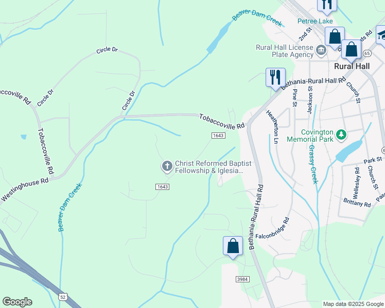 map of restaurants, bars, coffee shops, grocery stores, and more near 733 Cook Road in Rural Hall