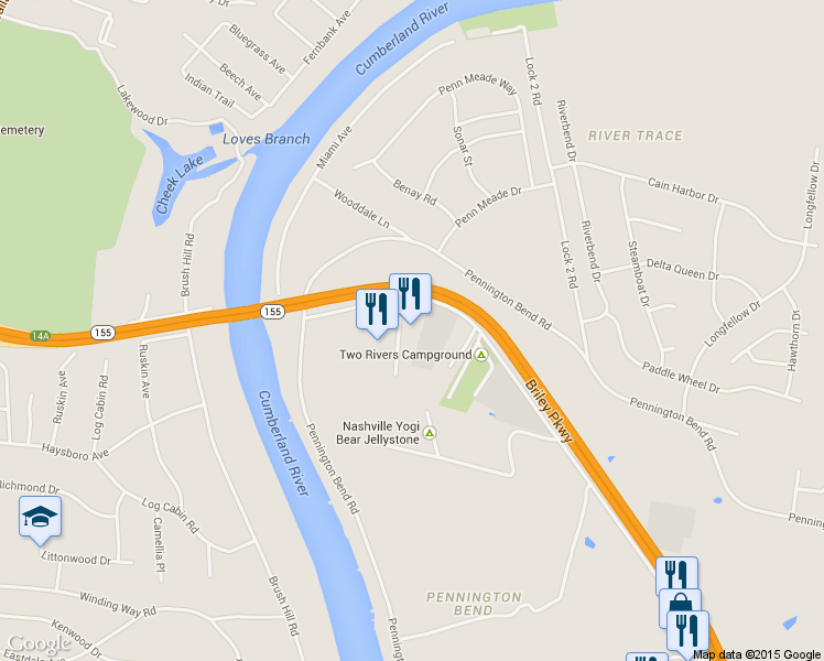 map of restaurants, bars, coffee shops, grocery stores, and more near 2624 Music Valley Drive in Nashville