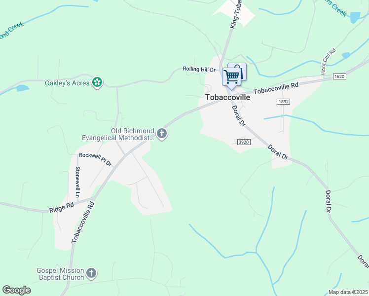 map of restaurants, bars, coffee shops, grocery stores, and more near Tobaccoville Road in Tobaccoville