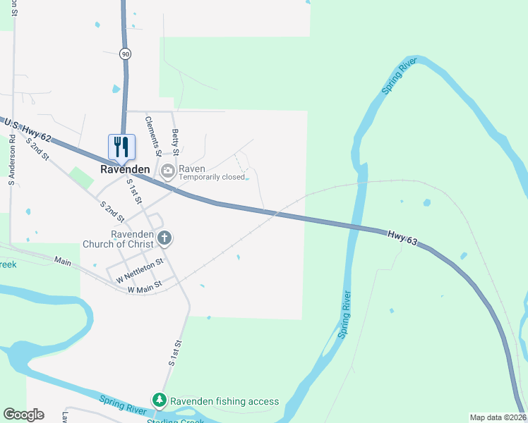 map of restaurants, bars, coffee shops, grocery stores, and more near 14 North Perrin Road in Ravenden