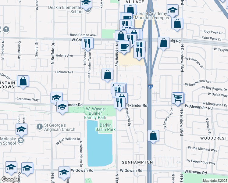 map of restaurants, bars, coffee shops, grocery stores, and more near 4044 North Perfect Lure Street in Las Vegas