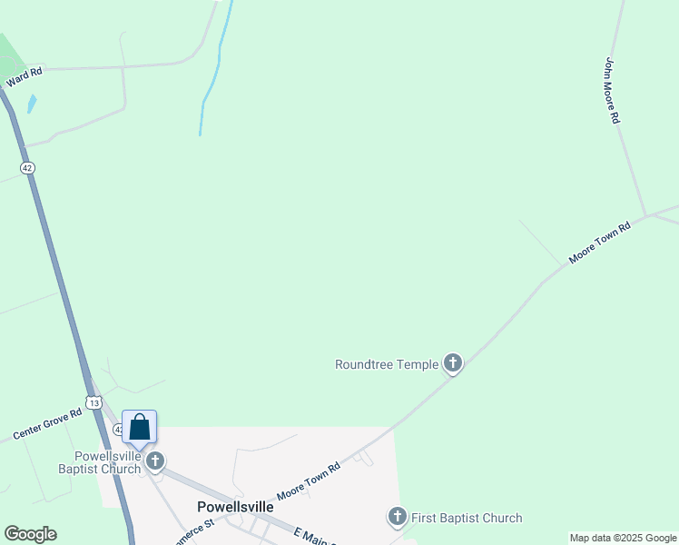 map of restaurants, bars, coffee shops, grocery stores, and more near 127 Moore Town Road in Ahoskie