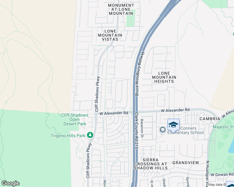 map of restaurants, bars, coffee shops, grocery stores, and more near 10550 West Alexander Road in Las Vegas