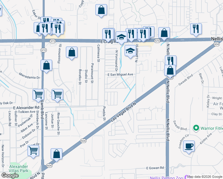 map of restaurants, bars, coffee shops, grocery stores, and more near 4737 Valmark Drive in Las Vegas
