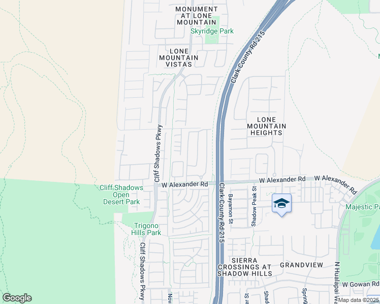 map of restaurants, bars, coffee shops, grocery stores, and more near 10550 West Alexander Road in Las Vegas