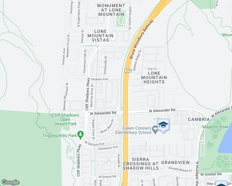 map of restaurants, bars, coffee shops, grocery stores, and more near 10550 West Alexander Road in Las Vegas