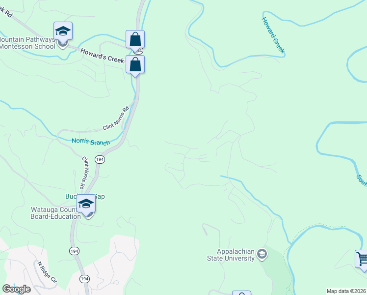 map of restaurants, bars, coffee shops, grocery stores, and more near 327 Wildwind Rd in Boone