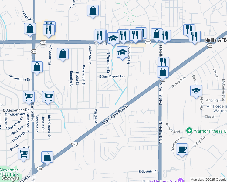 map of restaurants, bars, coffee shops, grocery stores, and more near 4815 Valmark Drive in Las Vegas
