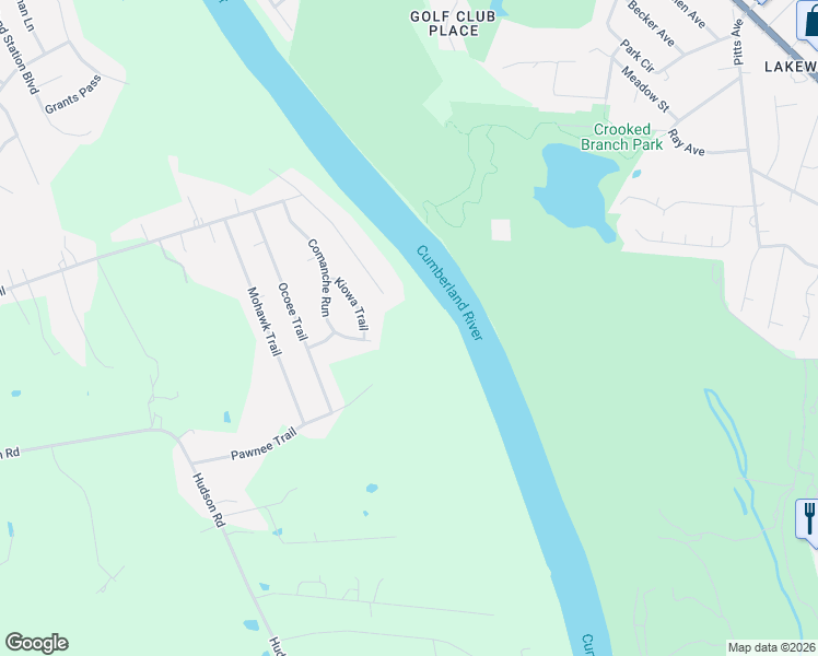 map of restaurants, bars, coffee shops, grocery stores, and more near 1431 Pawnee Trail in Nashville