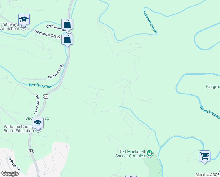 map of restaurants, bars, coffee shops, grocery stores, and more near 327 Wildwind Road in Boone