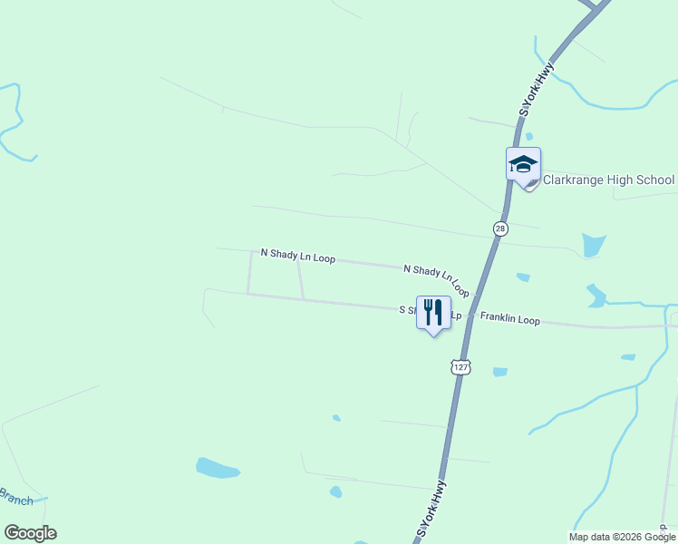 map of restaurants, bars, coffee shops, grocery stores, and more near 1062 North Shady Lane Loop in Clarkrange
