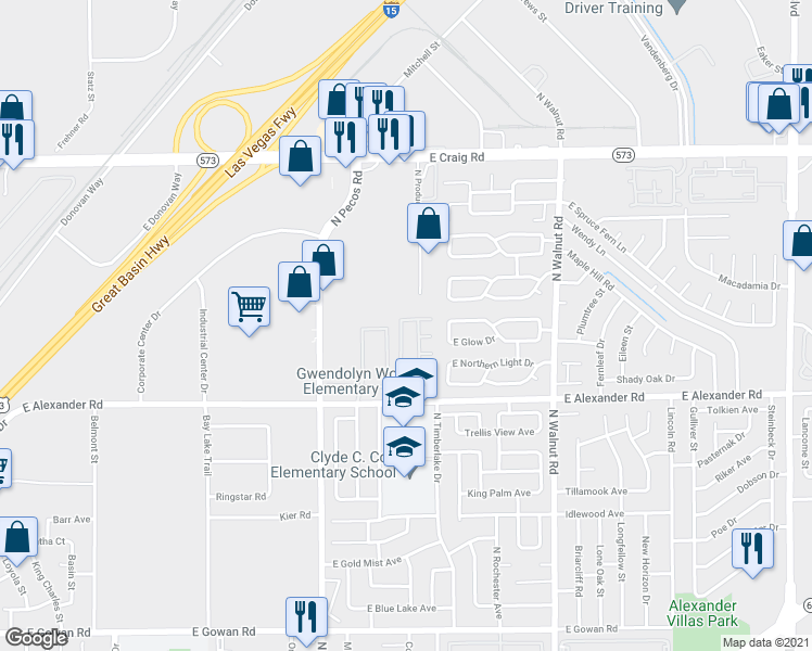 map of restaurants, bars, coffee shops, grocery stores, and more near 4128 Rocky Beach Drive in Las Vegas