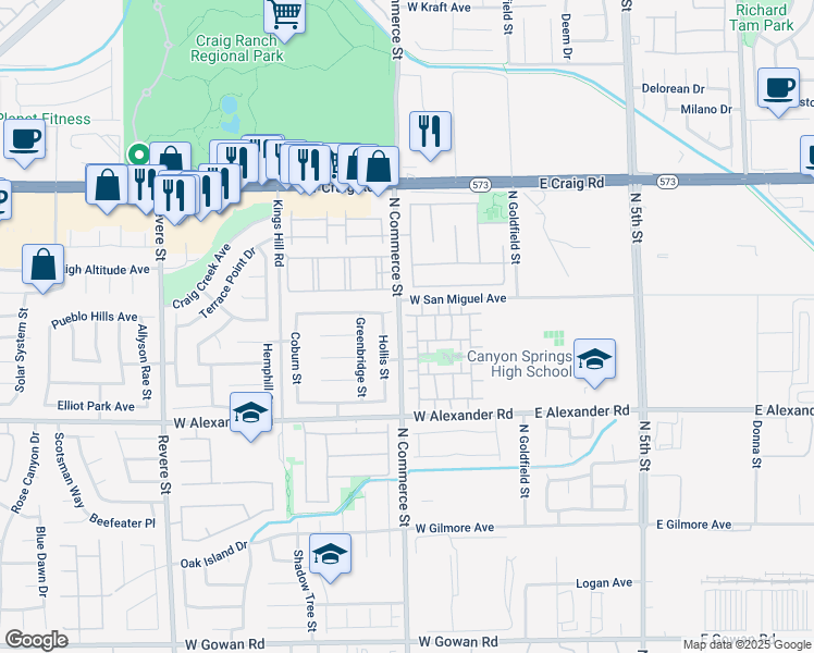 map of restaurants, bars, coffee shops, grocery stores, and more near 232 Charitable Court in North Las Vegas