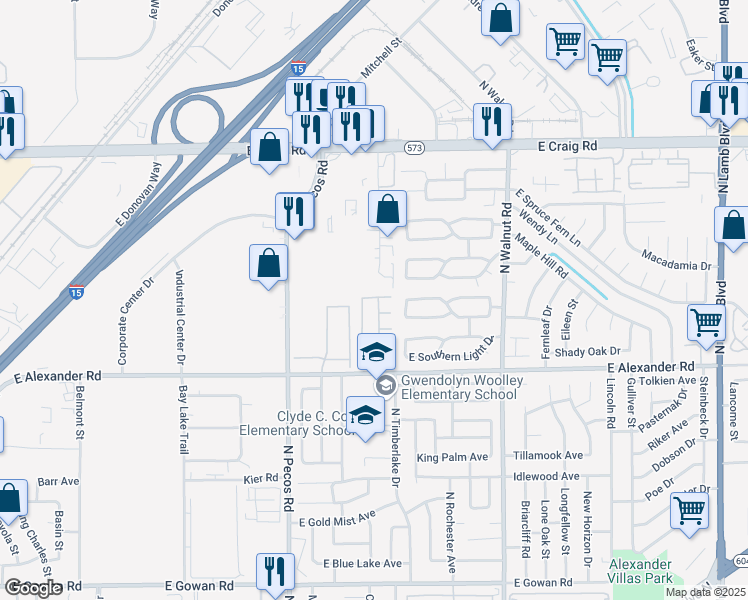 map of restaurants, bars, coffee shops, grocery stores, and more near 4131 Halfmoon Bay Drive in Las Vegas