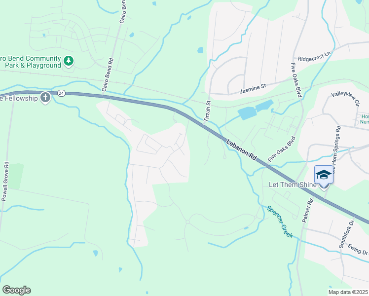 map of restaurants, bars, coffee shops, grocery stores, and more near 15 Buckingham Court in Lebanon