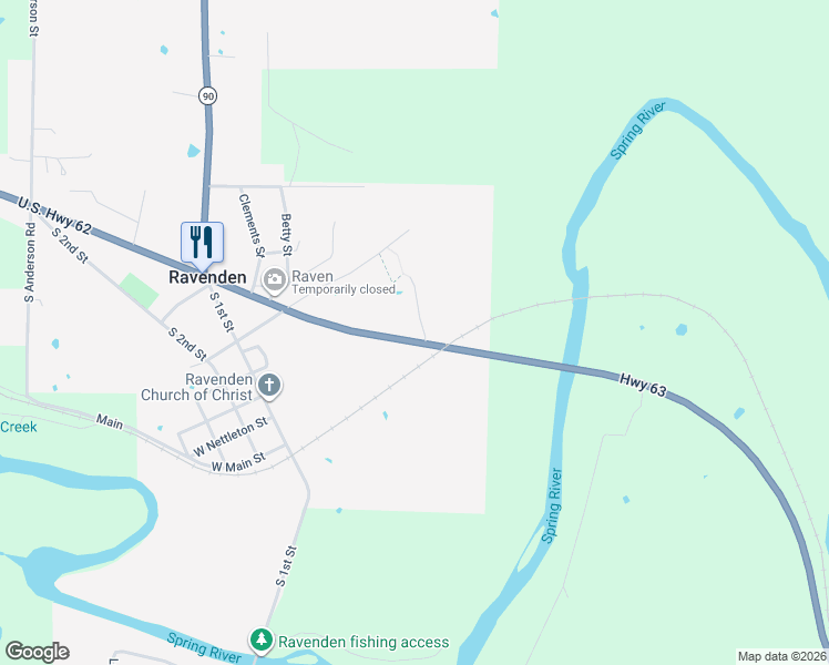 map of restaurants, bars, coffee shops, grocery stores, and more near 14-166 North Perrin Road in Ravenden