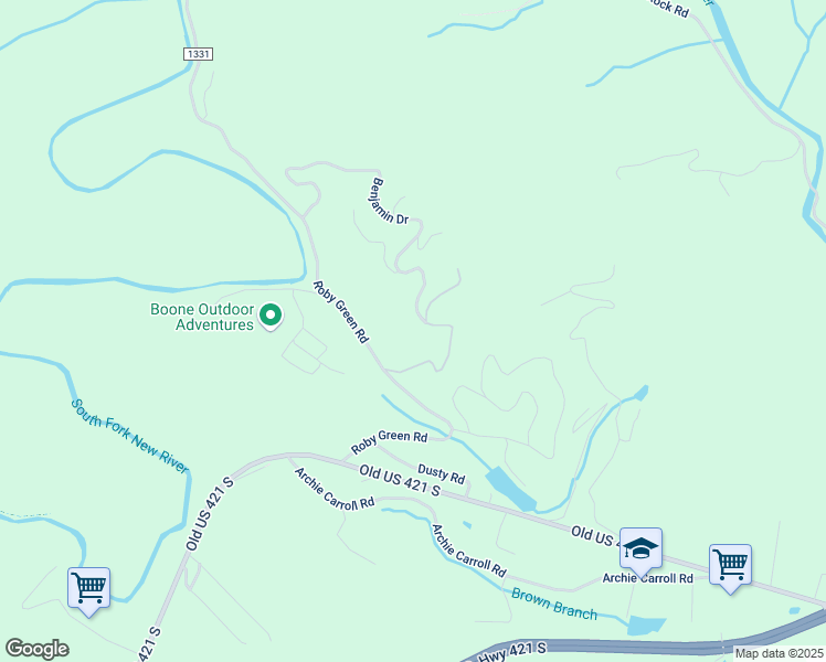 map of restaurants, bars, coffee shops, grocery stores, and more near 1008 Benjamin Drive in Boone
