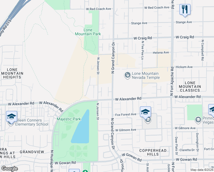 map of restaurants, bars, coffee shops, grocery stores, and more near 4090 Lone Vista Ranch Circle in Las Vegas