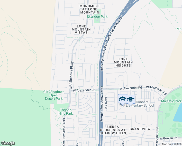 map of restaurants, bars, coffee shops, grocery stores, and more near 10550 West Alexander Road in Las Vegas