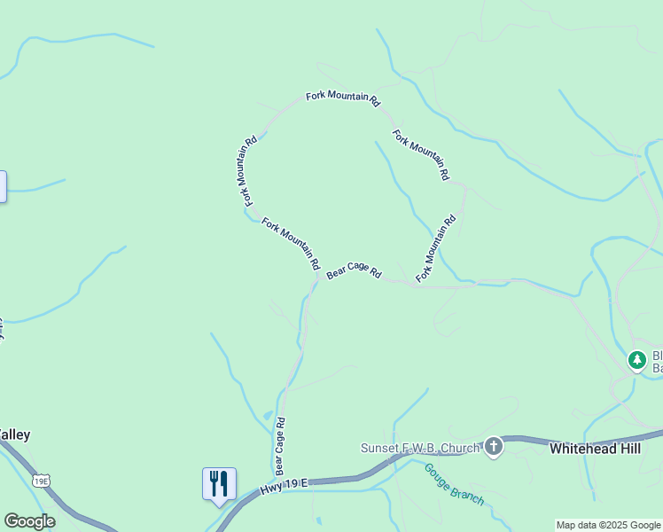 map of restaurants, bars, coffee shops, grocery stores, and more near 235 Bear Cage Road in Roan Mountain