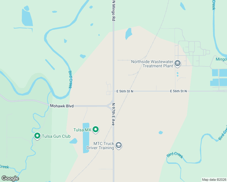 map of restaurants, bars, coffee shops, grocery stores, and more near 5610 North 97th East Avenue in Tulsa