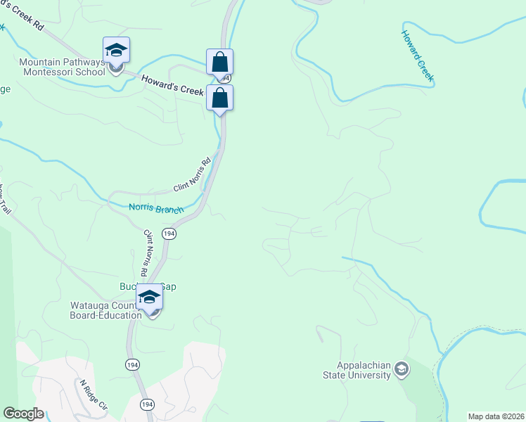 map of restaurants, bars, coffee shops, grocery stores, and more near 1374 North Carolina 194 in Boone