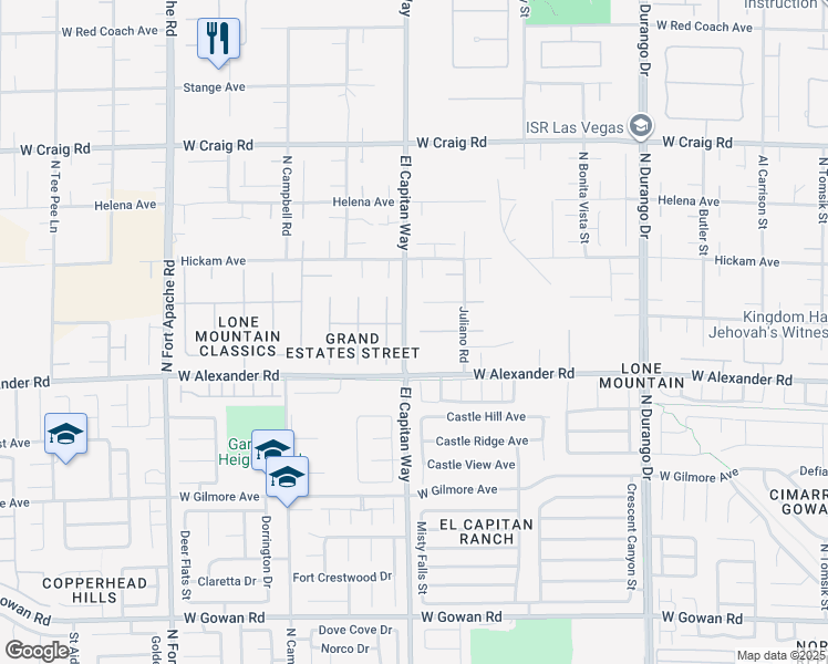 map of restaurants, bars, coffee shops, grocery stores, and more near 8717 Kingship Court in Las Vegas