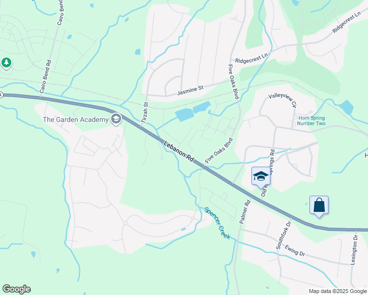 map of restaurants, bars, coffee shops, grocery stores, and more near 25 Prowell Lake Road in Lebanon