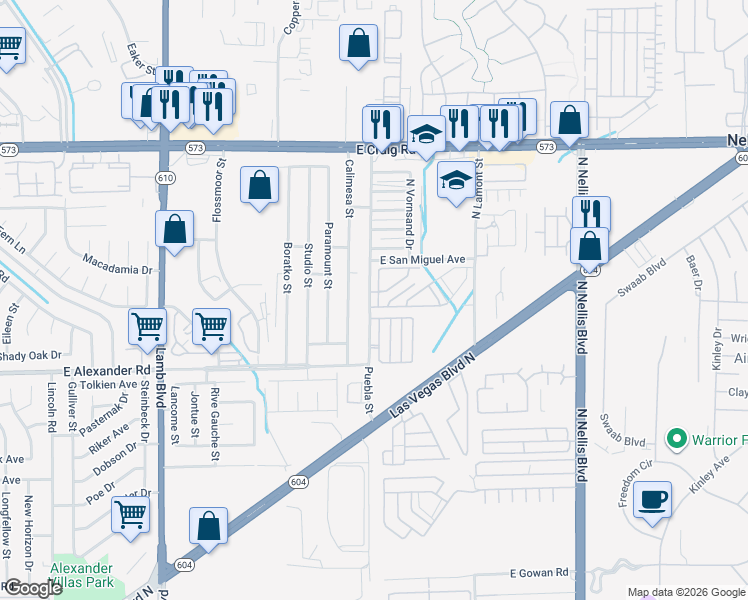 map of restaurants, bars, coffee shops, grocery stores, and more near 4139 Story Rock Street in Las Vegas