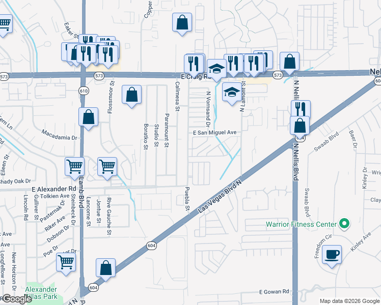 map of restaurants, bars, coffee shops, grocery stores, and more near 4121 Story Rock Street in Las Vegas