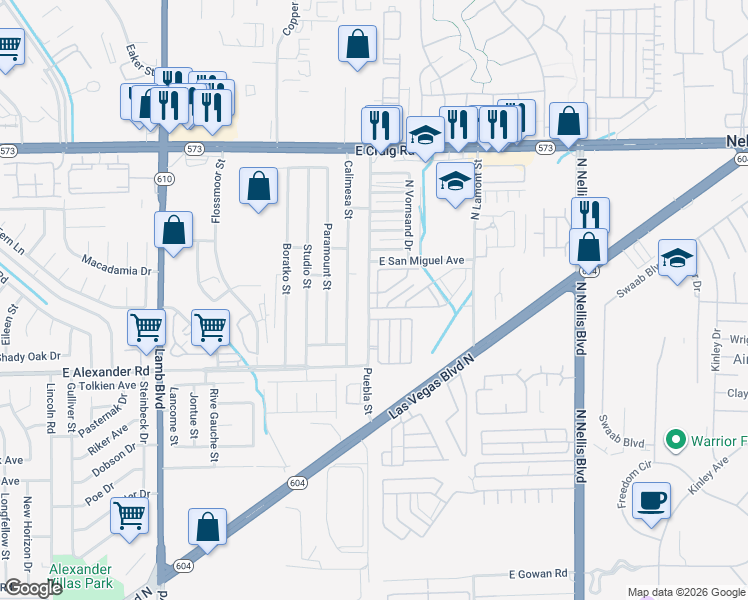map of restaurants, bars, coffee shops, grocery stores, and more near 4139 Story Rock Street in Las Vegas