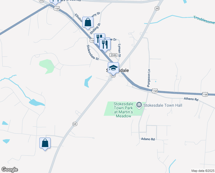 map of restaurants, bars, coffee shops, grocery stores, and more near 7863 North Carolina 68 in Stokesdale