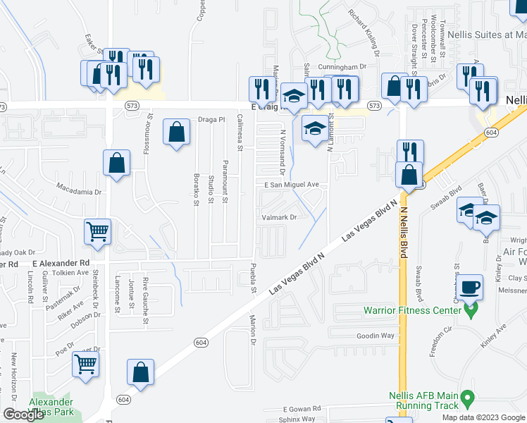 map of restaurants, bars, coffee shops, grocery stores, and more near 4118 Story Rock Street in Las Vegas
