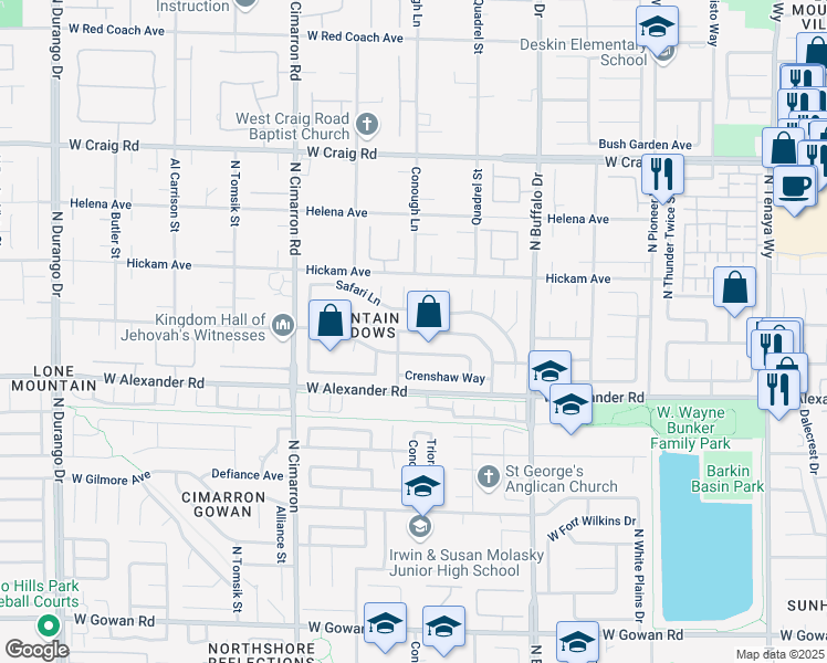 map of restaurants, bars, coffee shops, grocery stores, and more near 7804 Wedlock Lane in Las Vegas