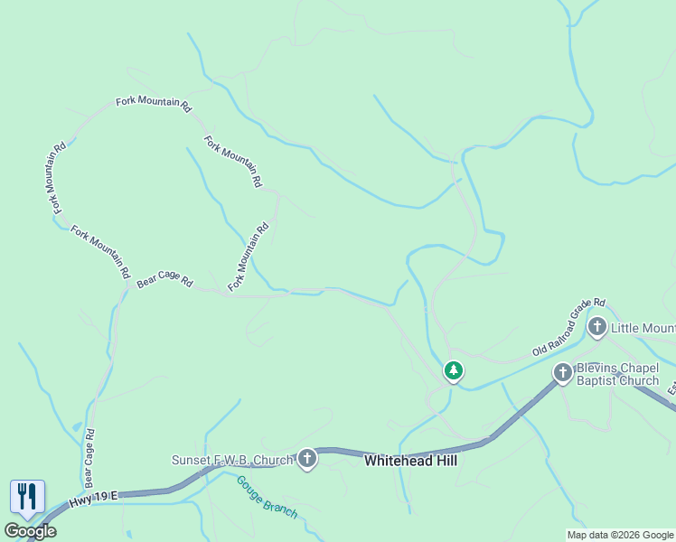 map of restaurants, bars, coffee shops, grocery stores, and more near 335 Bear Cage Road in Roan Mountain