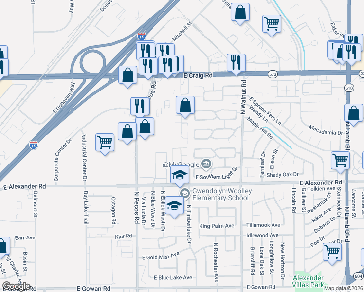 map of restaurants, bars, coffee shops, grocery stores, and more near 4201 North Production Court in Las Vegas