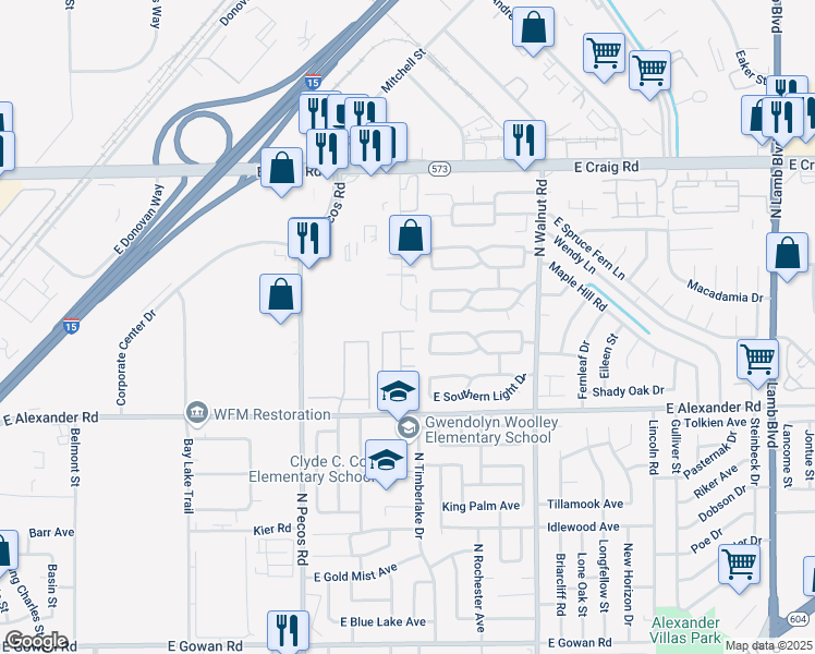 map of restaurants, bars, coffee shops, grocery stores, and more near 4201 North Production Court in Las Vegas