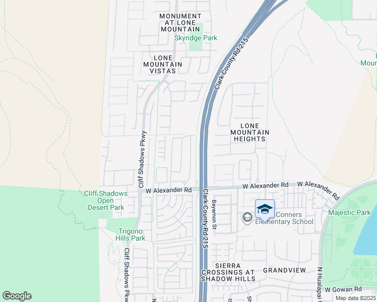 map of restaurants, bars, coffee shops, grocery stores, and more near 10550 West Alexander Road in Las Vegas