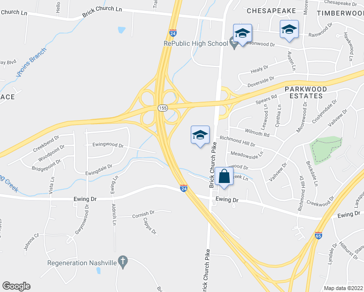 map of restaurants, bars, coffee shops, grocery stores, and more near 3258 Brick Church Pike in Nashville