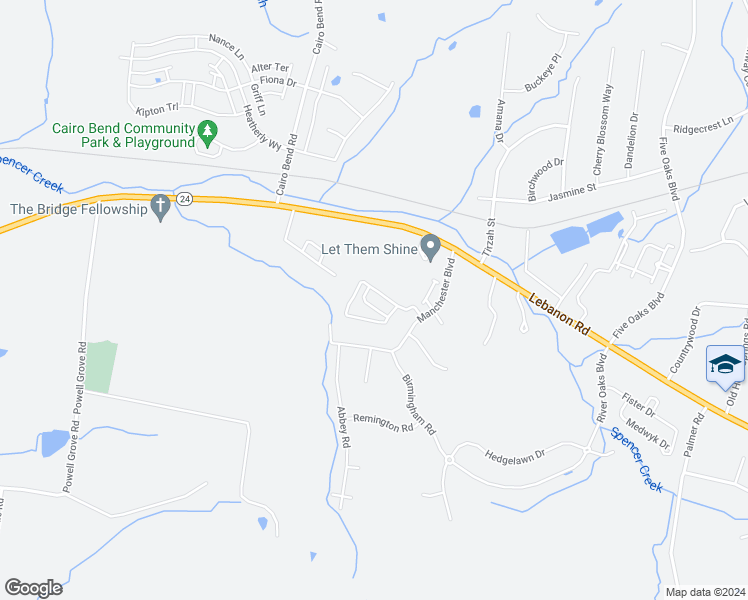 map of restaurants, bars, coffee shops, grocery stores, and more near 500 Villa Place in Lebanon