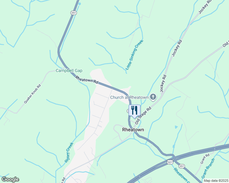 map of restaurants, bars, coffee shops, grocery stores, and more near 25 Roaming Drive in Chuckey