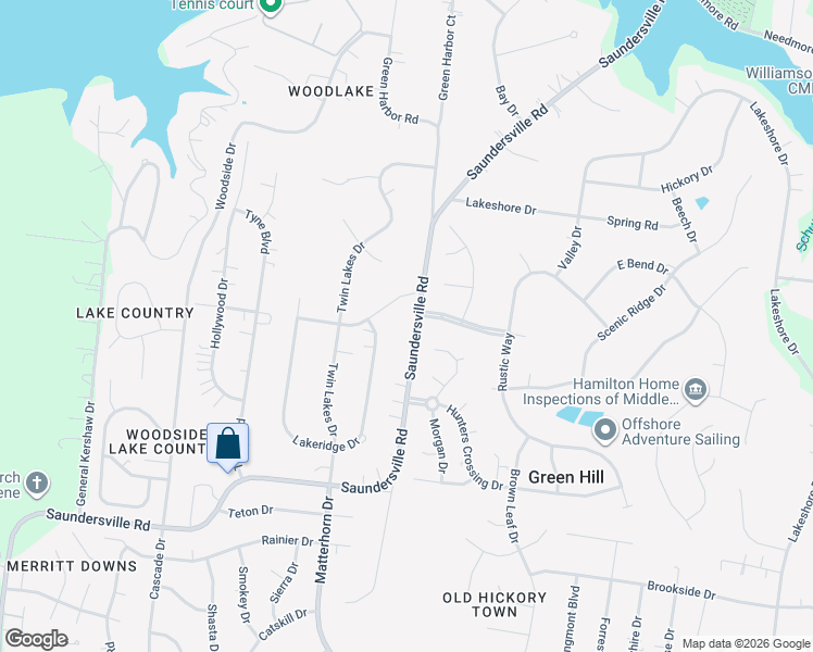 map of restaurants, bars, coffee shops, grocery stores, and more near 5033 Saundersville Road in Green Hill