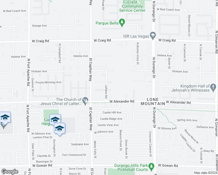 map of restaurants, bars, coffee shops, grocery stores, and more near 4090 North Juliano Road in Las Vegas