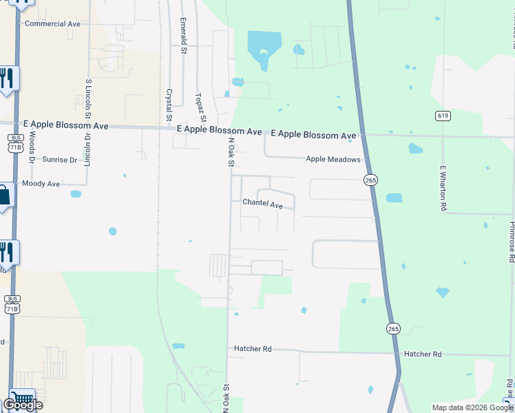 map of restaurants, bars, coffee shops, grocery stores, and more near 651 Chantel Avenue in Springdale