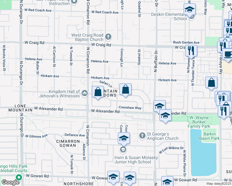 map of restaurants, bars, coffee shops, grocery stores, and more near 7804 Wedlock Lane in Las Vegas