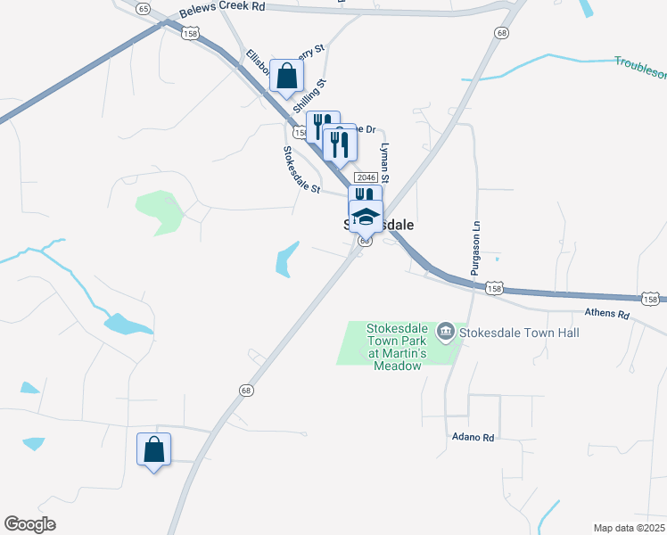 map of restaurants, bars, coffee shops, grocery stores, and more near 7863 North Carolina 68 in Stokesdale