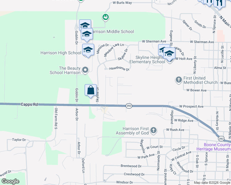 map of restaurants, bars, coffee shops, grocery stores, and more near 408 Natchez Trace in Harrison