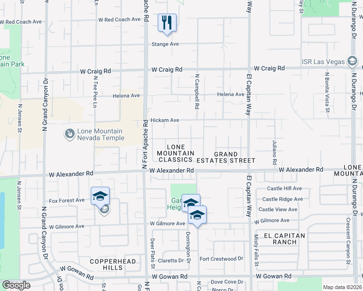 map of restaurants, bars, coffee shops, grocery stores, and more near 4016 Freel Peak Court in Las Vegas