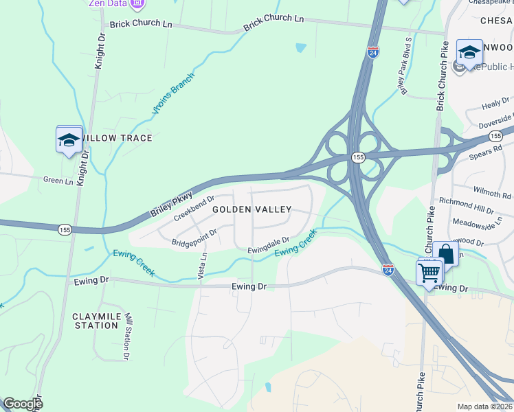 map of restaurants, bars, coffee shops, grocery stores, and more near 3108 Ewingwood Drive in Nashville
