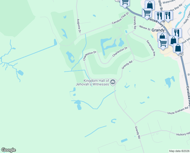 map of restaurants, bars, coffee shops, grocery stores, and more near 165 Charleston Dr in Grandy